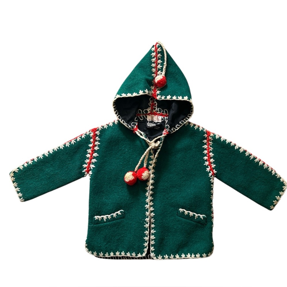 Vintage Green Woolen Child’s Jacket With Hood Donis Of Carnaby Street  Greece